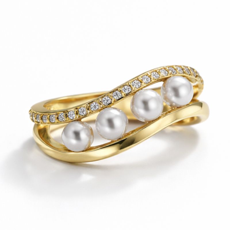 Golden Pearl Harmony Ring